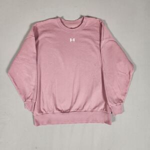 Under Armour Pink Sweatshirt XS Cotton Blend Oversized Crewneck Logo